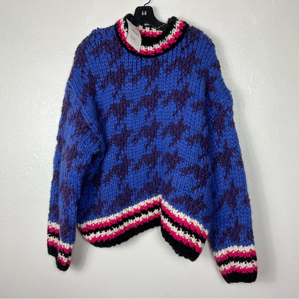 Oversized Chunky Knit Bright Gingham Sweater Small